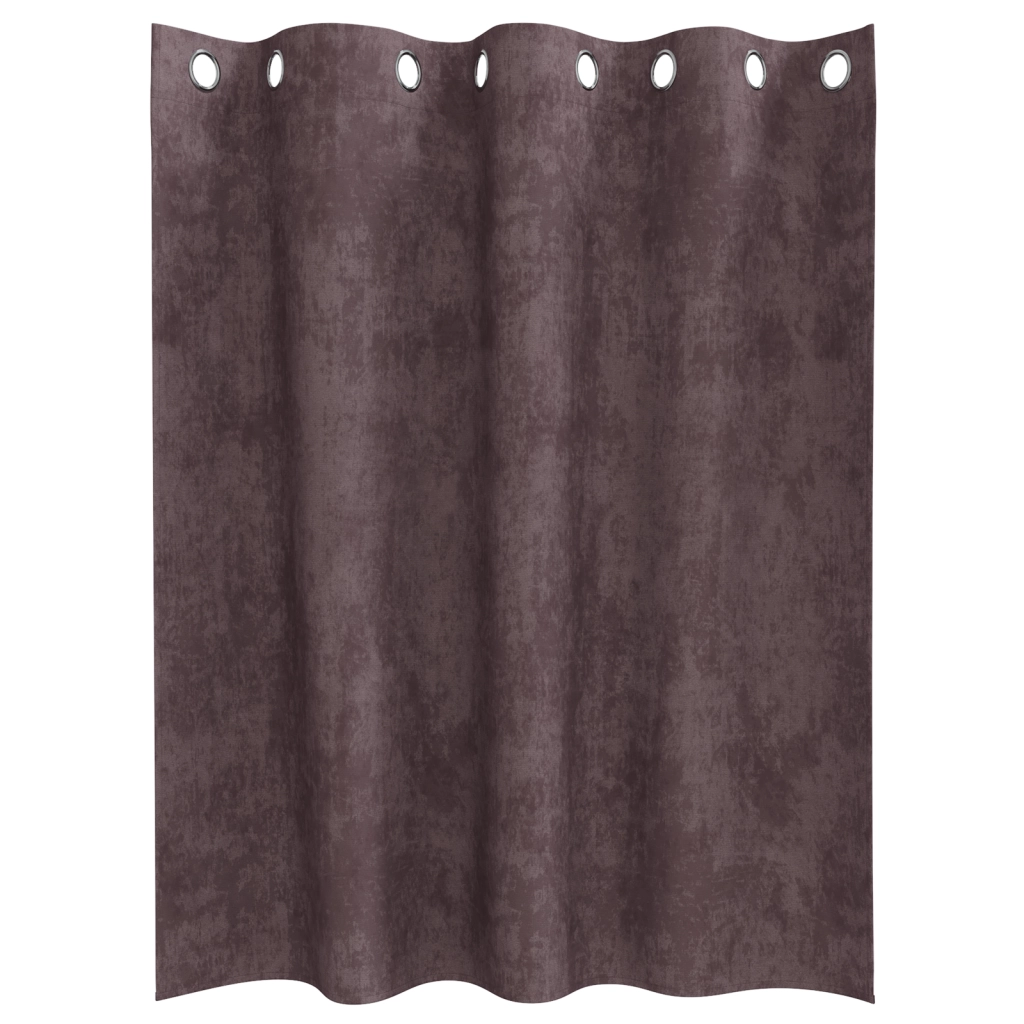 Tende in velluto 2 pz con occhielli marroni 140x140 cm