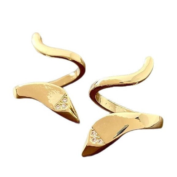 Orecchini a forma di serpente in oro dal design di nicchia europeo e americano.