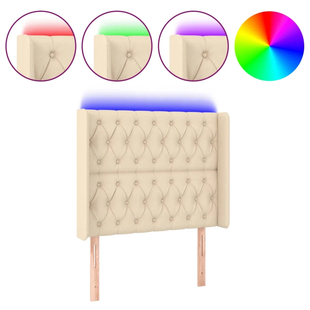 Testiera a LED Crema 103x16x118/128 cm in Tessuto 3124379