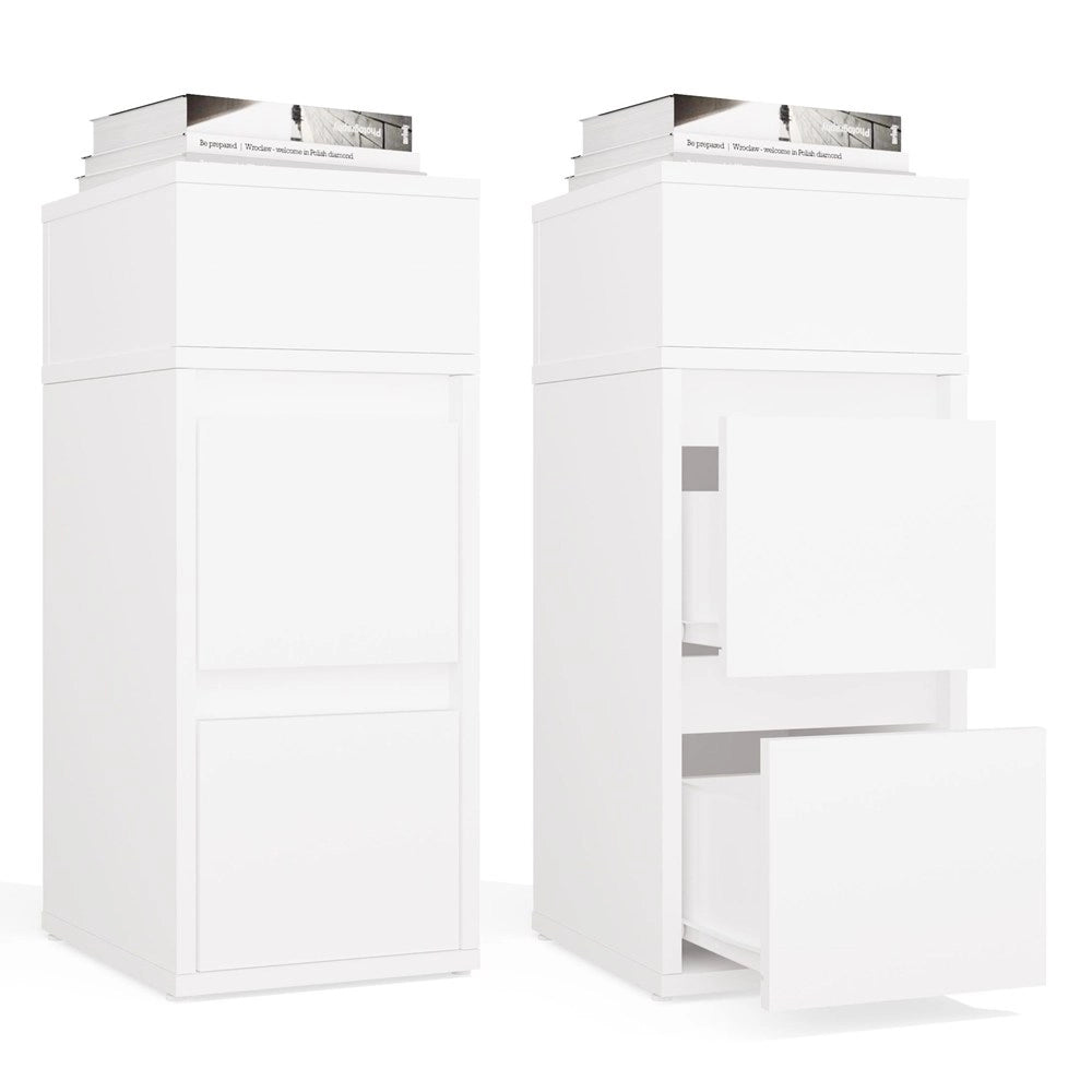 Comodino york tavolino nocny ripiano 2 cassetti per camera da letto bianco