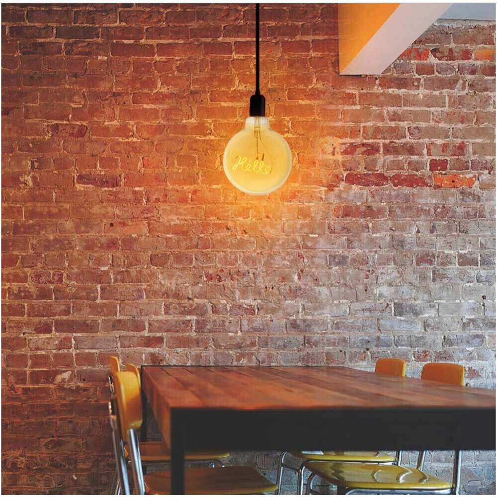 Lampadina globo a LED attacco E27 stile vintage con scritte filamento luce calda scritta Hello