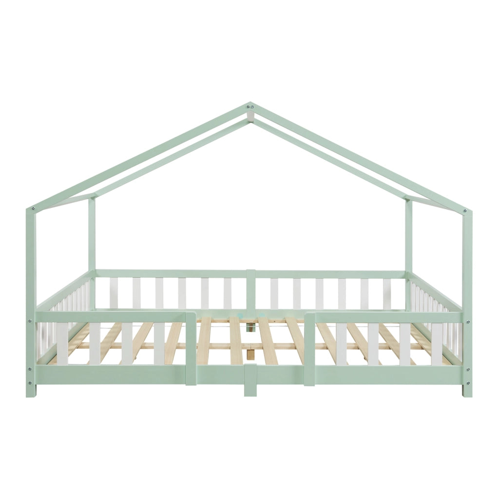 Letto per Cameretta Treviolo a Forma di Casetta con Materasso 120x200 cm Menta Verde [en.casa] [neu.haus]