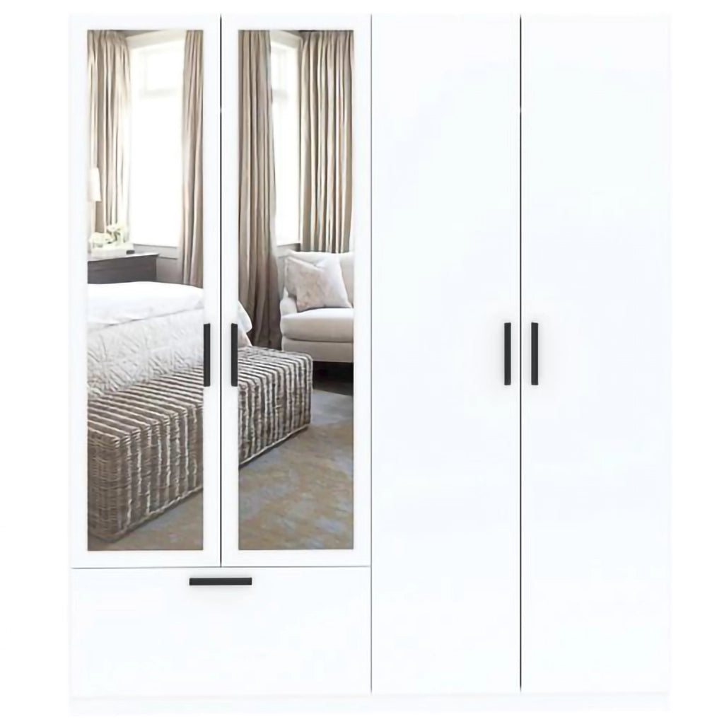 Armadio Camera da Letto Lidala, Guardaroba Grande 2 Ripiani, 180x210h cm Bianco