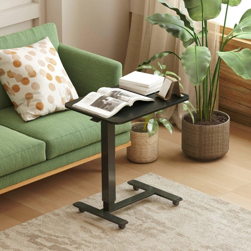 SCRIVANIA regolabile in altezza 65x48 cm in acciaio nero con 4 ruote