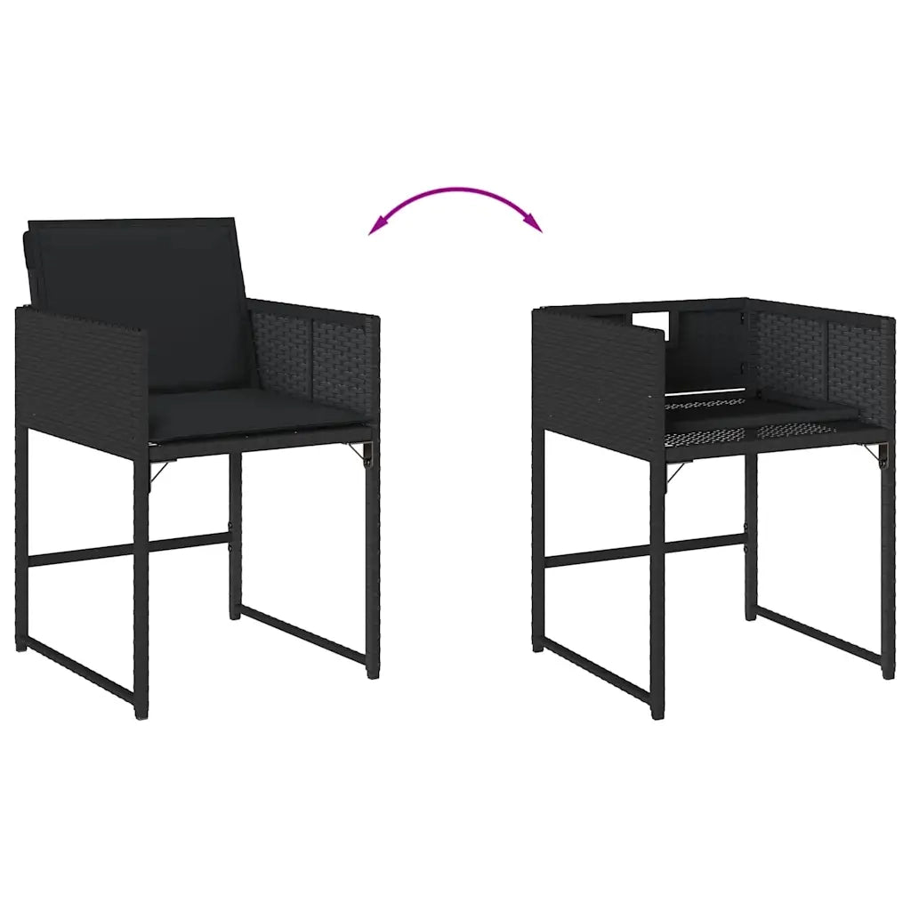 Set da Pranzo da Giardino 9 pz | Set Salotto da Giardino con Cuscini Nero in Polyrattan