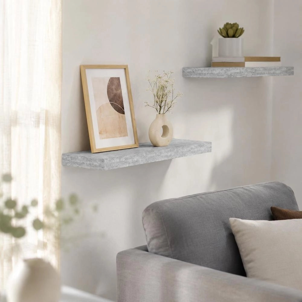 Floating Shelf, Concrete Grey, 60x23.5x3.8 Cm, MDF