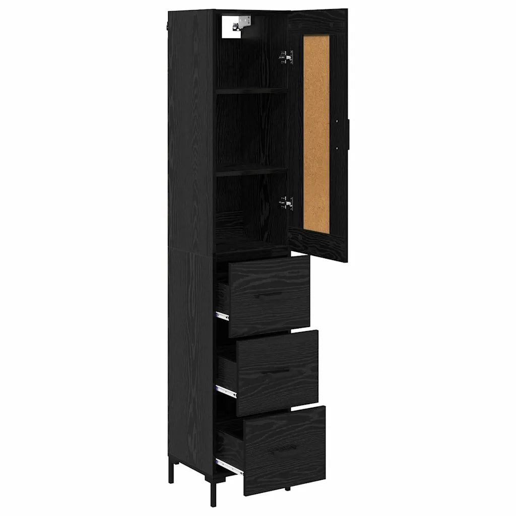 Credenza Rovere Nero 34,5 x 34 x 180 cm Legno multistrato