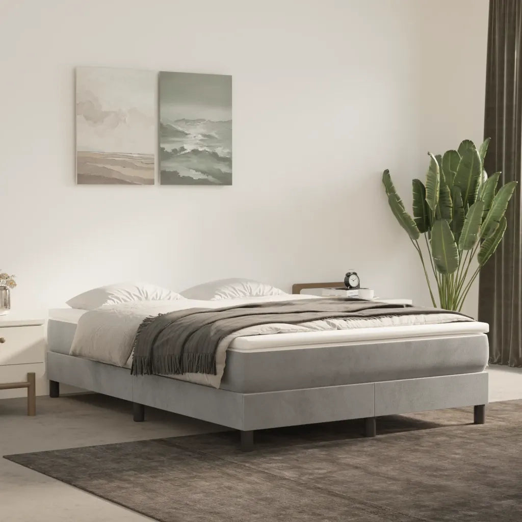 Struttura Letto a Rete a Molle-Giroletto Grigio Chiaro 140x200 cm Velluto 968697