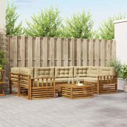 Set di divani da esterno con cuscino 7 pcs Naturale e Beige 3373093