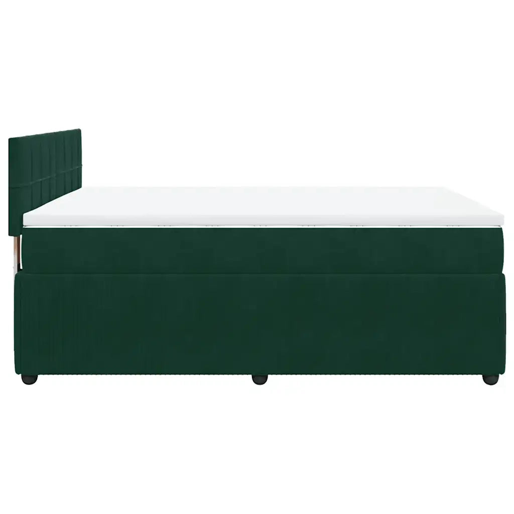 Giroletto a Molle con Materasso Verde Scuro 140x200 cm Velluto