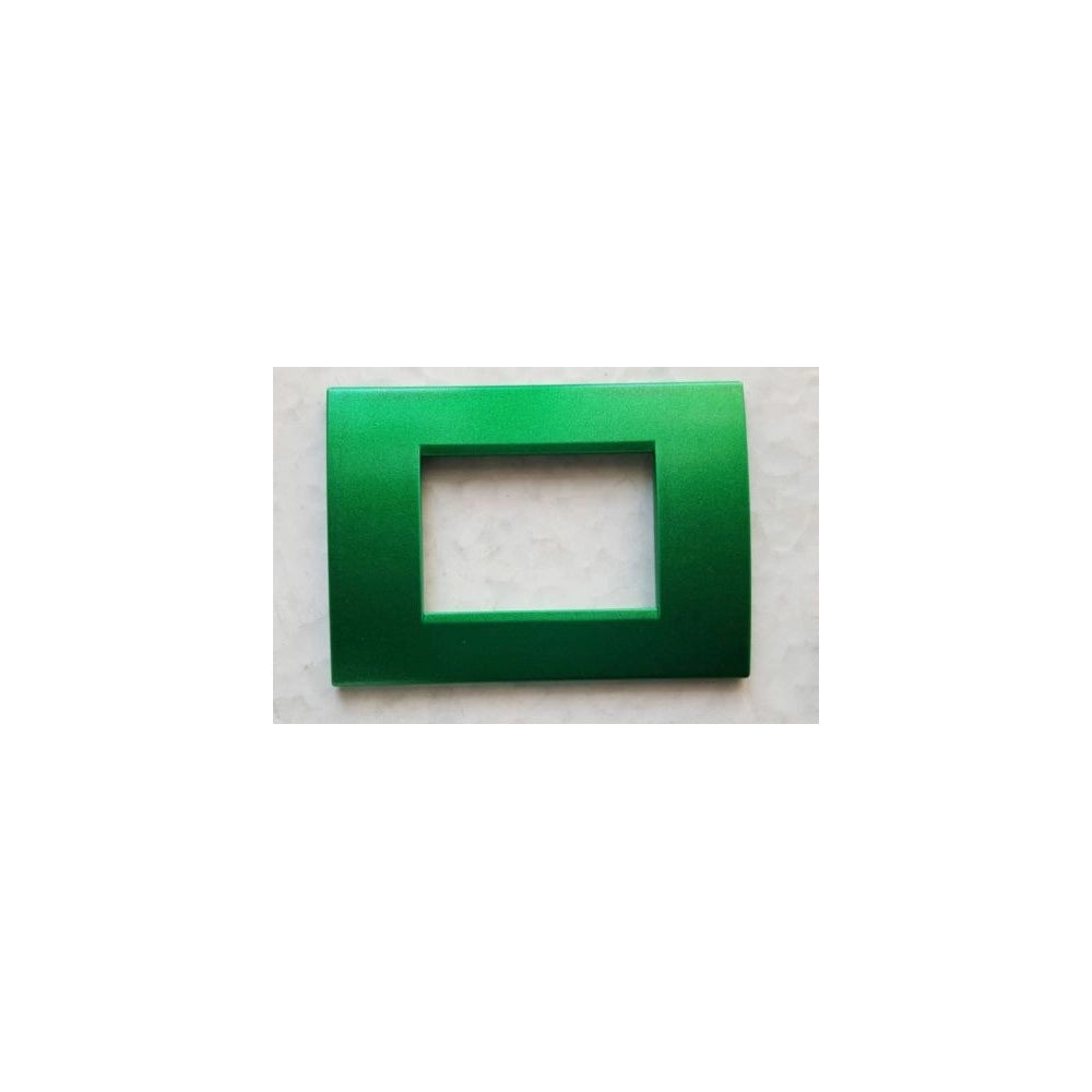 Trade Shop - Placca Placche Placchete Compatibili Living Light In Abs 3 4 7 Posti Colorate - Verde Metallizzato -4 Fori     -