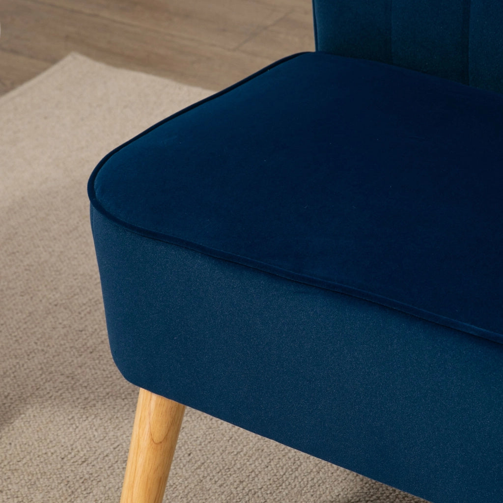 Divano 2 posti retr¨° ¨C Xylo ¨C gambe in legno, 117x56.5x77 cm, blu