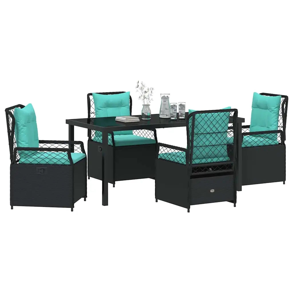 Set da Pranzo per Giardino 5 pcs Nero polyrattan 3381061