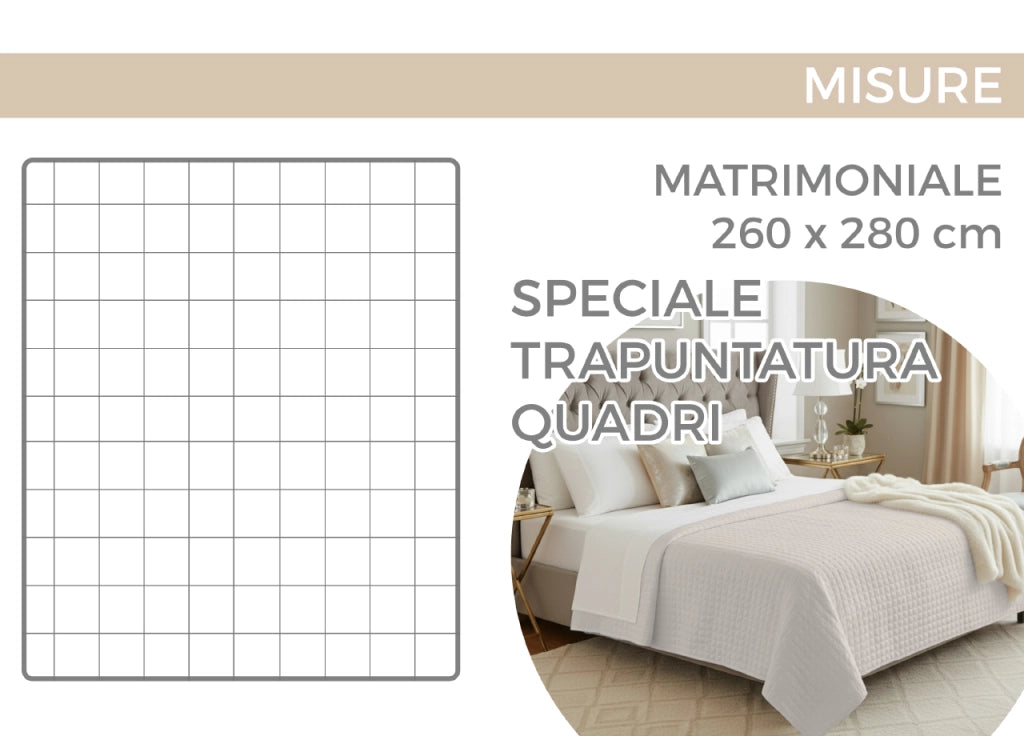 Quilt Trapuntino Piumino Estivo 100gr/mq Raso Cotone Tinta Unita Matrimoniale - Matrimoniale - Niagara