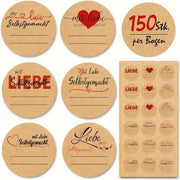 Etichette autoadesive per bottiglie, contenitori e vasi, 150 pezzi, diametro 38 mm, carta kraft, etichette autoadesive per uso personale, per bottiglie di vetro, frutta e conserve, confezione.