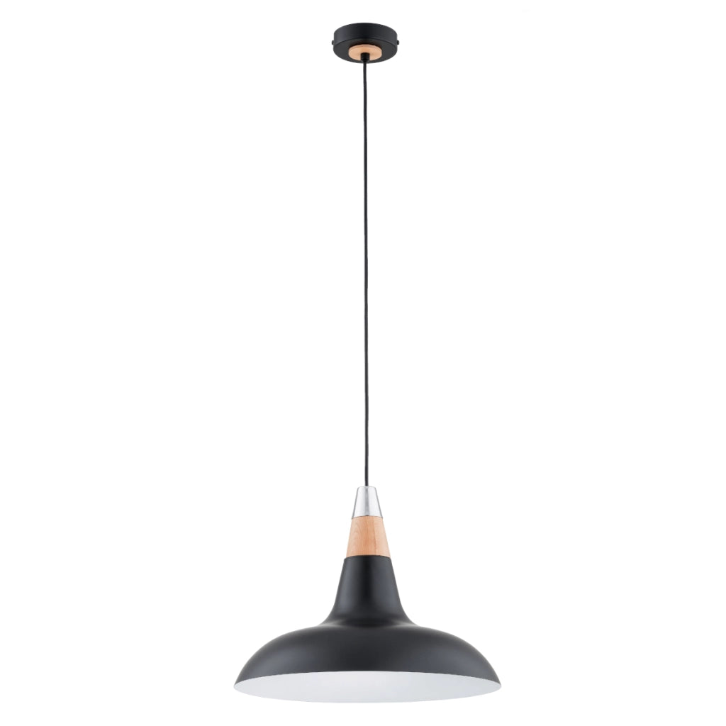 Lampada a sospensione loft nera legno Doro E27 Alfa