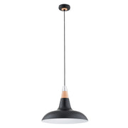 Lampada a sospensione loft nera legno Doro E27 Alfa