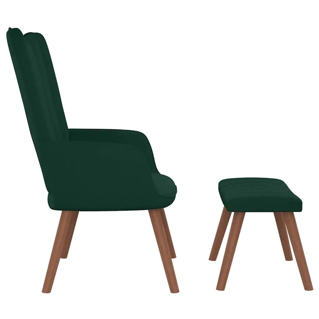 vidaXL Poltrona Relax con Poggiapiedi Verde Scuro in Velluto