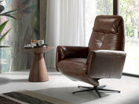 Poltrona girevole in pelle marrone cioccolato