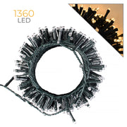 CATENA DI LUCI CLUSTER DA 1360 LED GIALLI CON CAVO 41 METRI VERDE E TRASFORMATORE 36V - PERFETTA PER EVENTI E FESTE