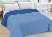 Quilt Trapuntino Piumino Estivo Double Face 100gr/mq Microfibra Zefiro - Matrimoniale - Blu-Azzurro