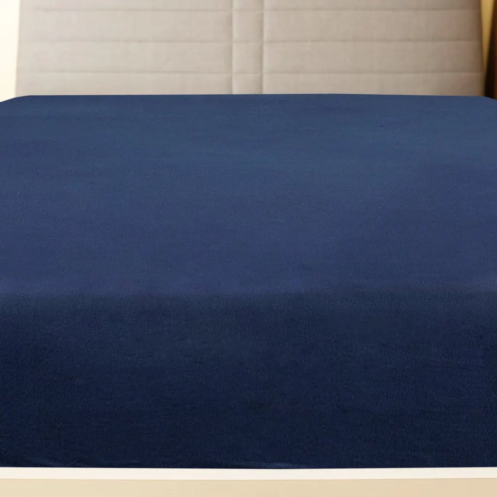 Lenzuola con Angoli Jersey 2 pz Blu Marino 90x200 cm Cotone CFW8678698