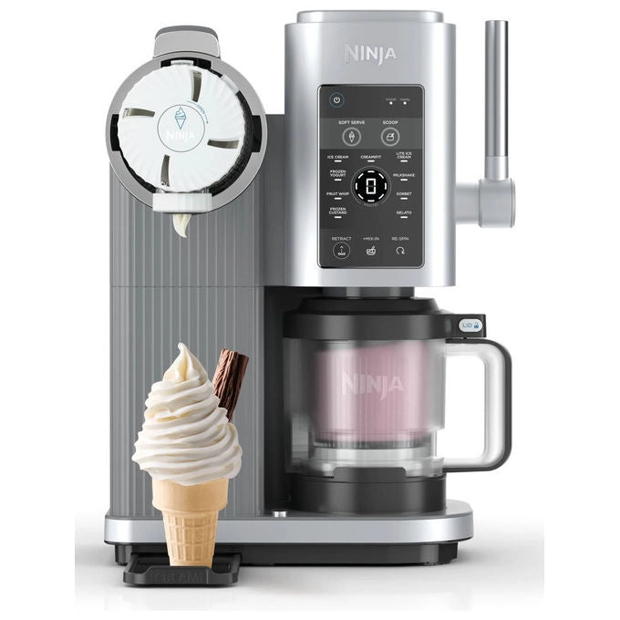 Ninja NC701EU CREAMi Scoop and Swirl Gelatiera 13 Programmi 2 Vasetti 480 ml 800W colore Argento Platino