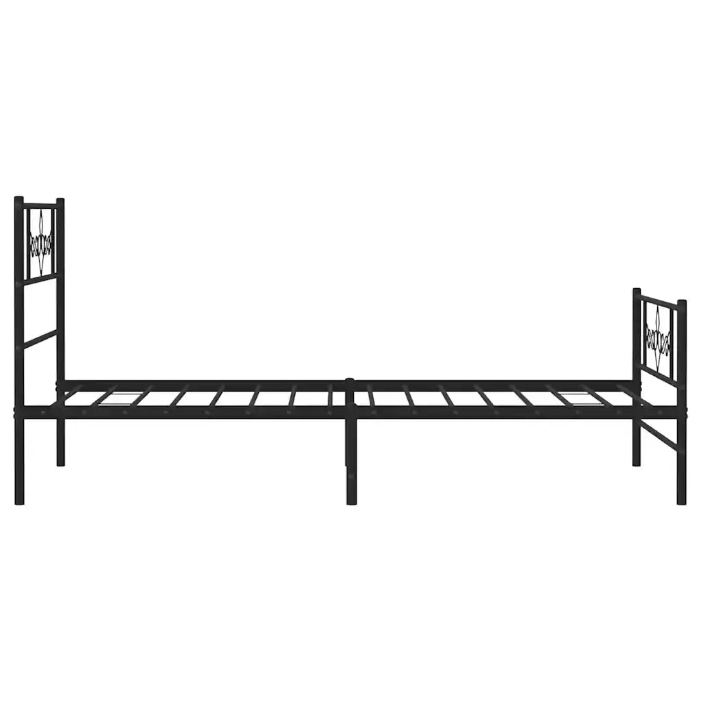 Giroletto con Testiera e Pediera Metallo Nero 100x190 cm