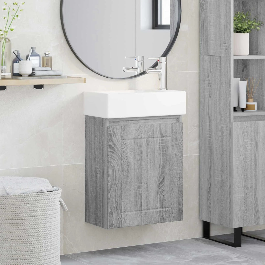 Mobile bagno con rubinetto Sonoma grigio 45,5 x 25,5 x 84 cm 889497