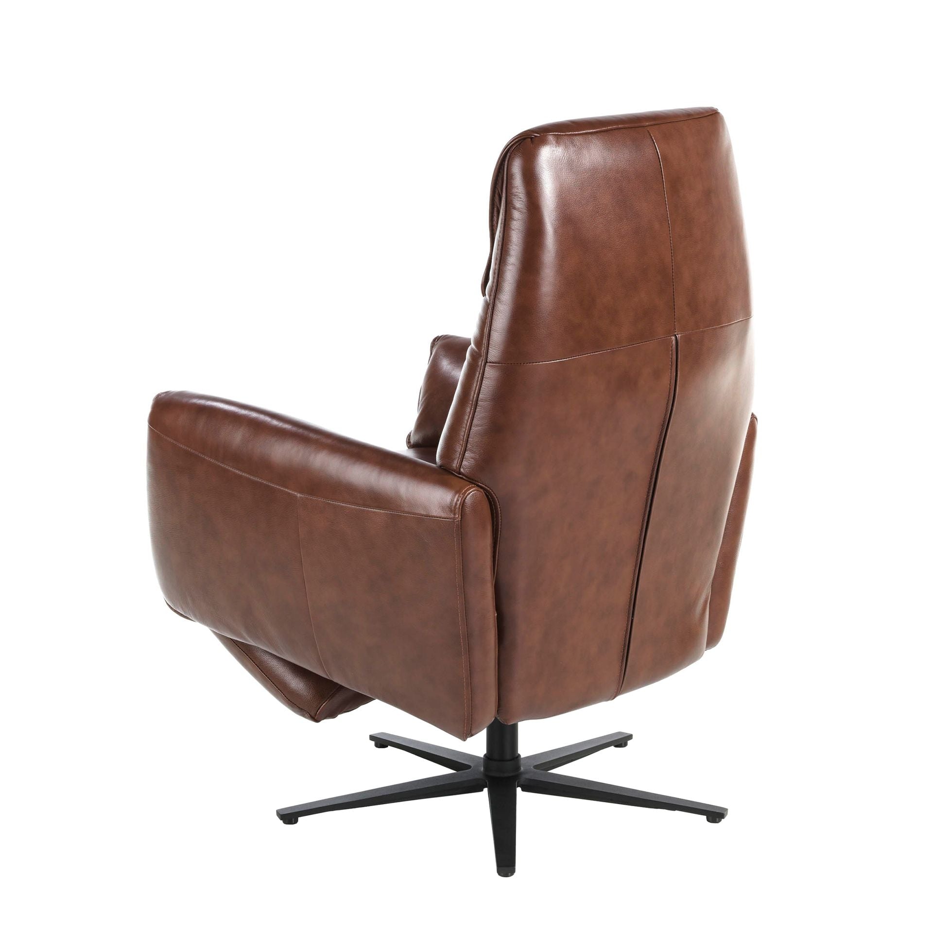 Poltrona girevole in pelle marrone cioccolato