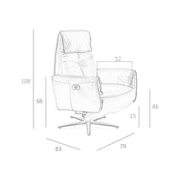 Poltrona girevole in pelle marrone cioccolato