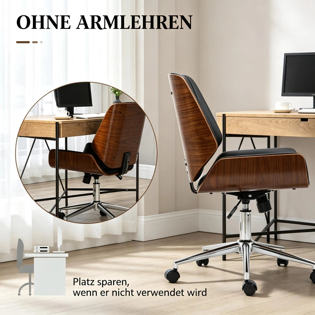 SEDIA UFFICIO ergonomica girevole 53x60x86-96 cm nero marrone scuro