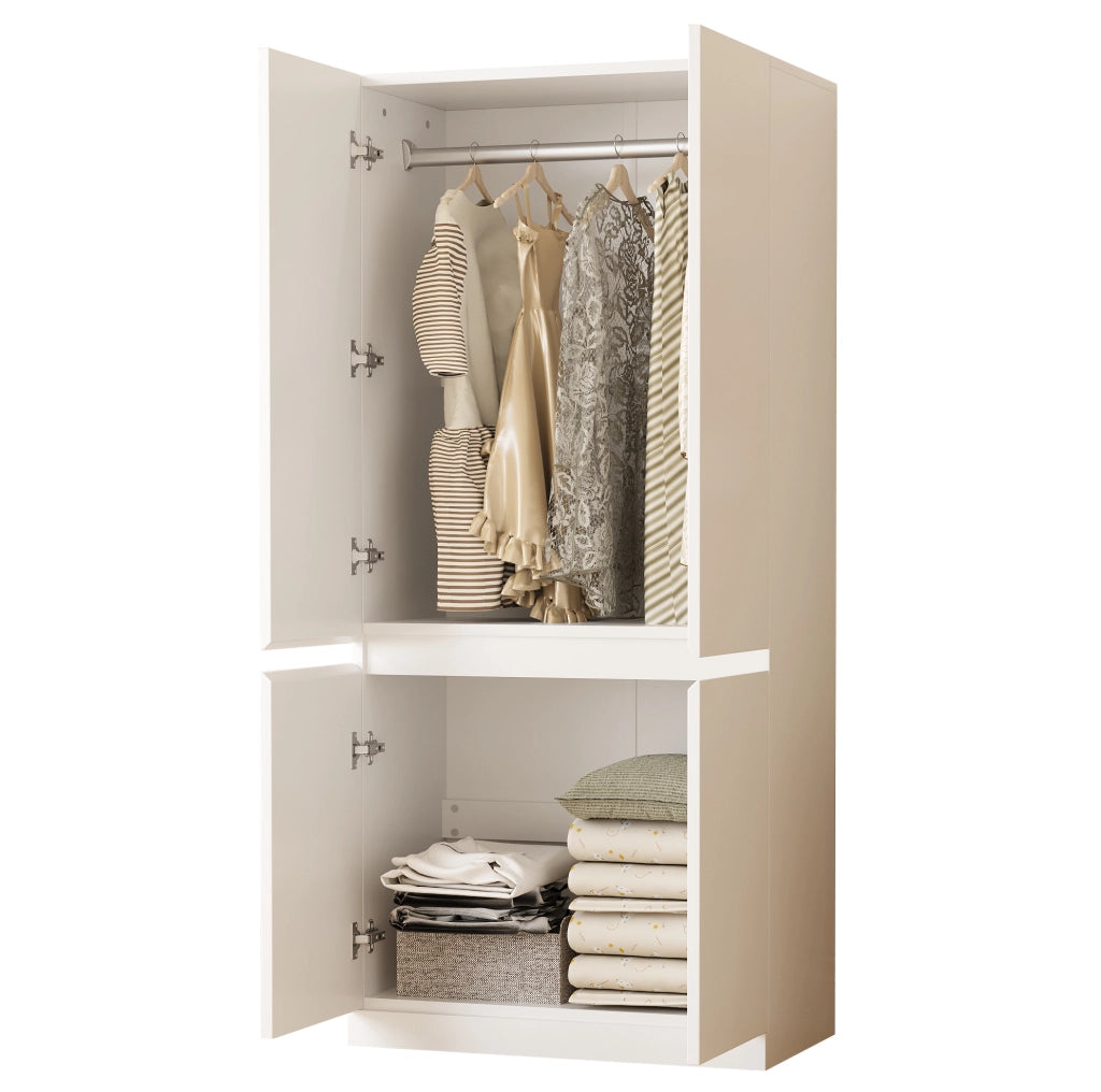 Armadio guardaroba a 2 ante 70 x 40 x 170 cm in legno e MDF bianco