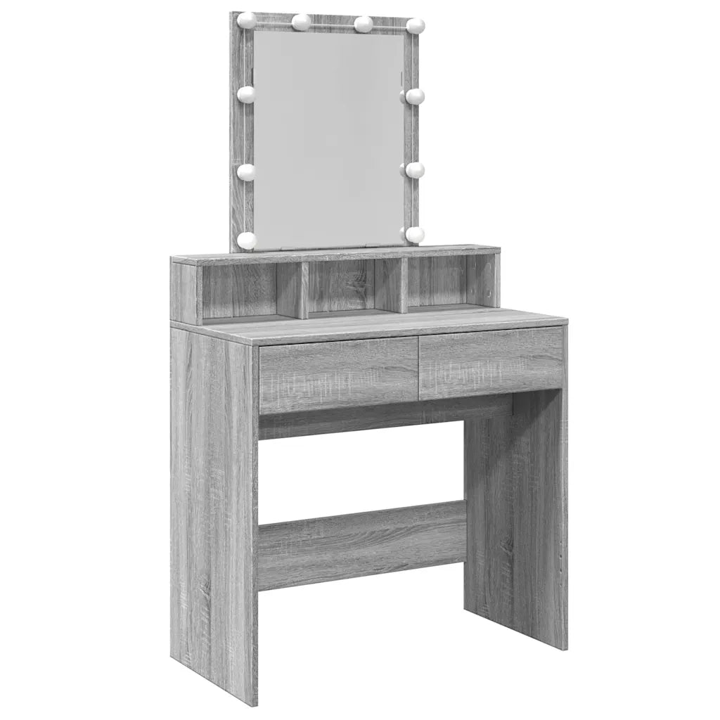 Toeletta | Tavolo da Trucco con LED Grigio Sonoma 80x41x144,5 cm