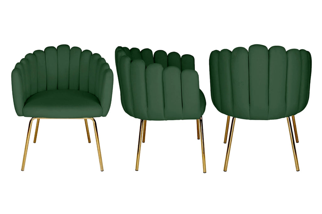 Poltrona conchiglia in velluto verde scuro poltroncina vintage – Perla - SDPL30PEPD