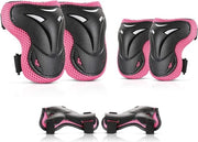 Set 6 in 1 protezioni per ginocchia e gomiti per bambini, protezioni inline, protezioni per bambini, dispositivi di protezione, protezioni per ginocchia e gomiti, protezioni inline per skateboard, automobilismo, camminata, pattinaggio (rosa)