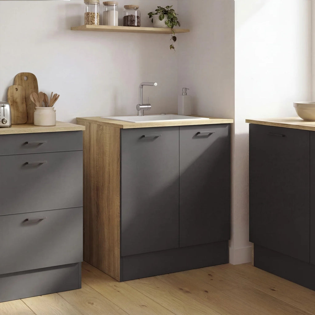 IDMarket - Base cucina 80 cm STIL Mobile a 2 ante in legno e nero
