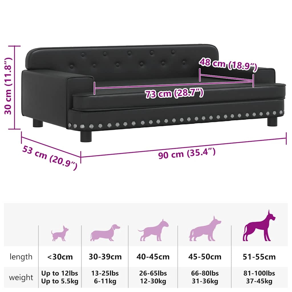 Cuccia per cani comoda cesta da divano 90 x 53 x 30 cm similpelle nera 02_0042980
