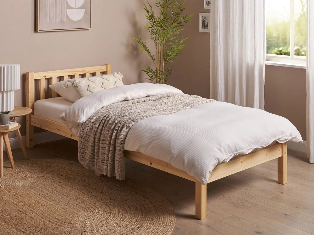 Letto singolo in legno di pino chiaro 90 x 200 cm rete a doghe