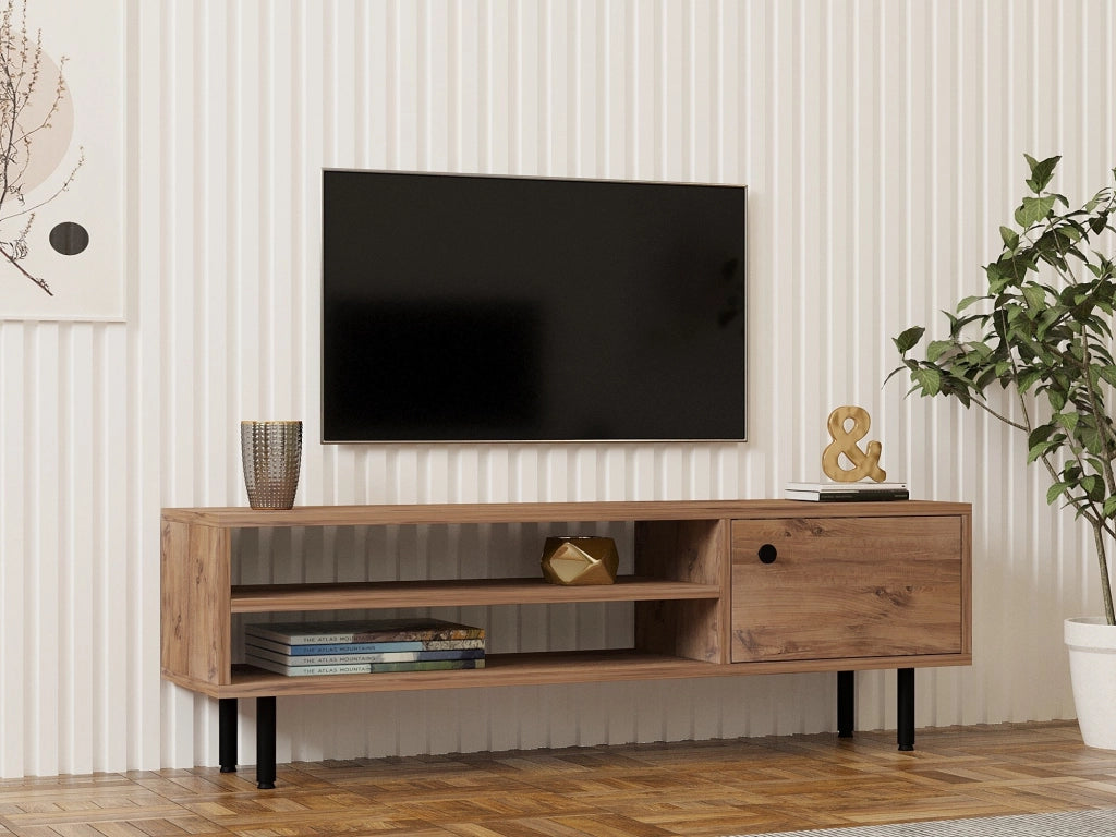 Metomaha, Mobile Porta tv un Ripiano, 120x30x38h cm Marrone Rovere