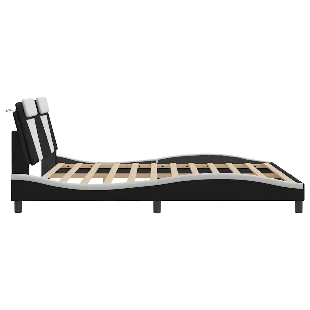 Giroletto Viana senza Materasso Nero e Bianco 180x200 cm in Similpelle 3208115