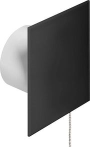 Ventilatore per la stanza da bagno Kit di aspirazione 100 mm Inoltre pannello decorativo in plexiglas - Silenzioso 26 dB (Con interruttore Nero)