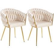 Set 2 Sedie per Sala da Pranzo e Ufficio in Velluto Beige Sedia Ergonomica