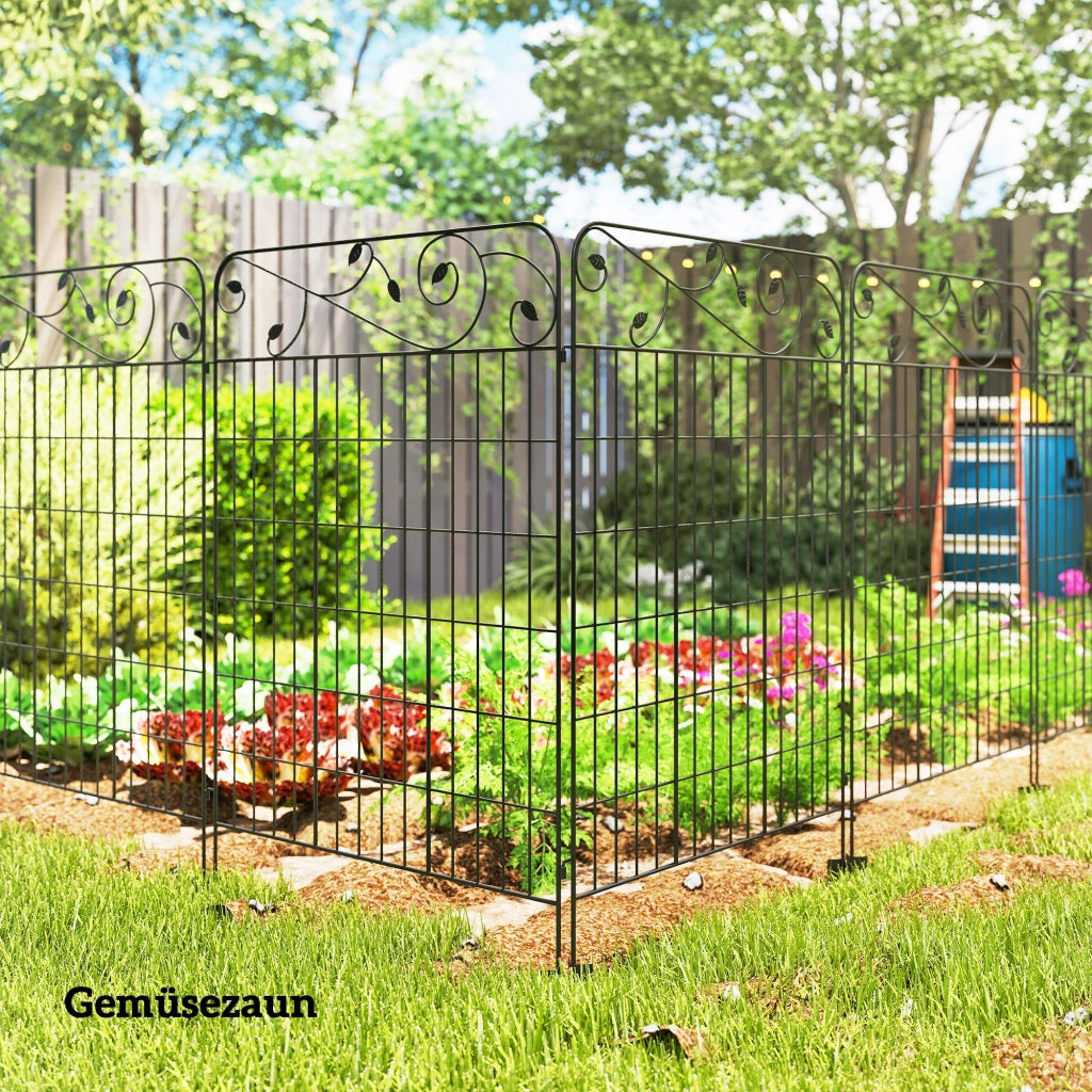 Recinzione da giardino in metallo ¨C zephmum ¨C nero 352x110cm