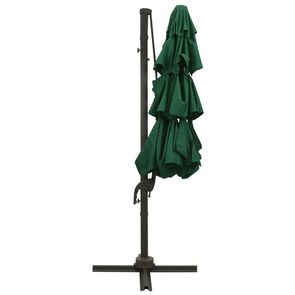 Ombrello | Parasolne a Sbalzo 4 Livelli Palo Alluminio Verde 3x3 m