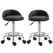 Set 2 Sgabelli Girevoli con Ruote, Altezza Regolabile e Rivestimento Similpelle PU, 38x38x57-72cm