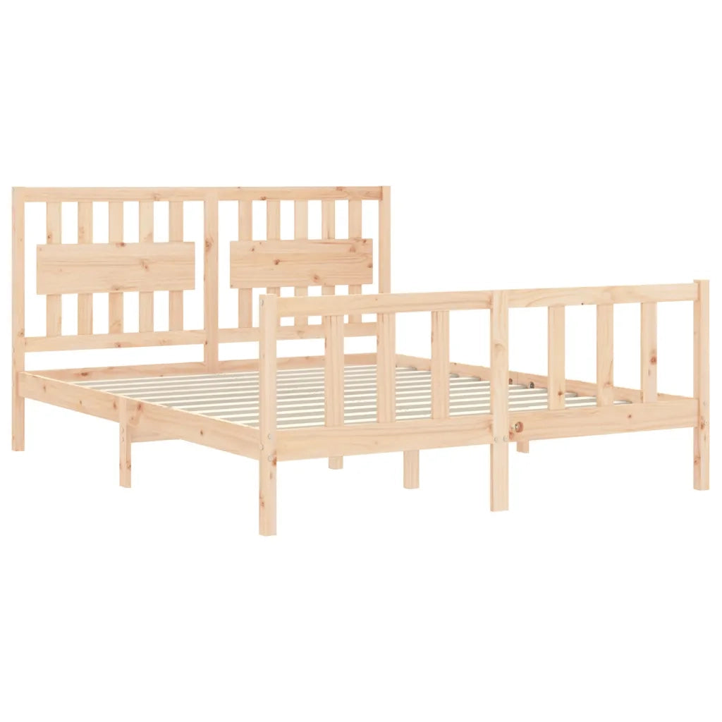 Giroletto con Testiera-Struttura Letto con testiera King Size in Legno Massello 525491