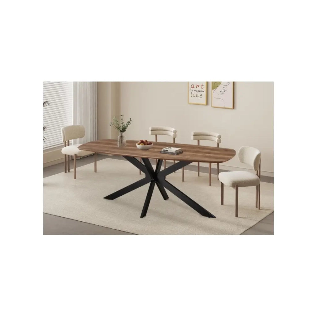 Tavolo da pranzo ovale per 10 persone collezione TUNIS. Piedi design in metallo.