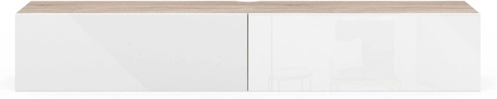 Mueble TV suspendido ELIO 2 puertas madera y blanco 180 cm