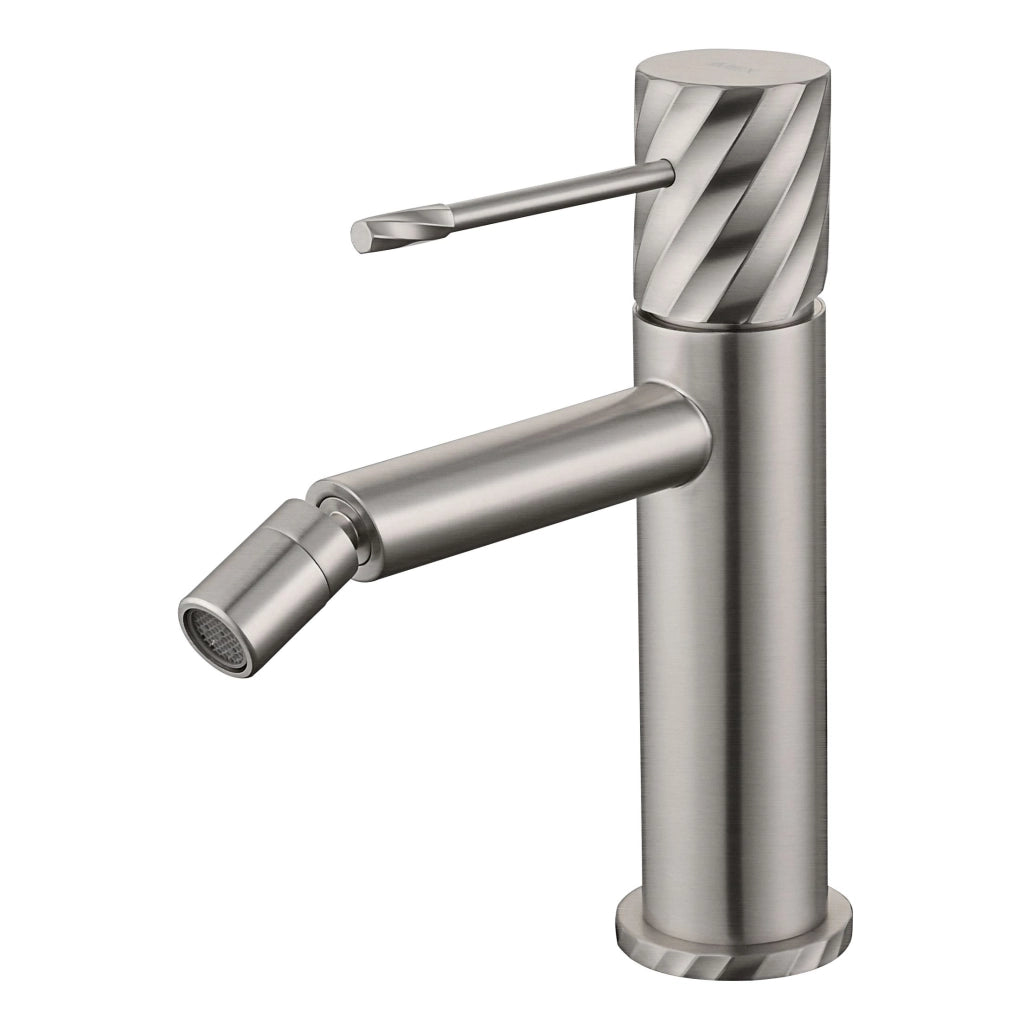 IMEX Miscelatore monocomando per bidet in nichel spazzolato design elegante modello Imex-BDB063-2NQ